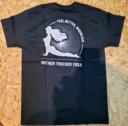 Mother Trucker Yoga Unisex Black Trucker T-Shrit Back