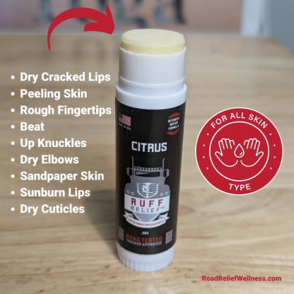 RUFF Relief Lips & Fingertips Crack Balm for Truck Drivers and People on the go Safe for all Skin Types